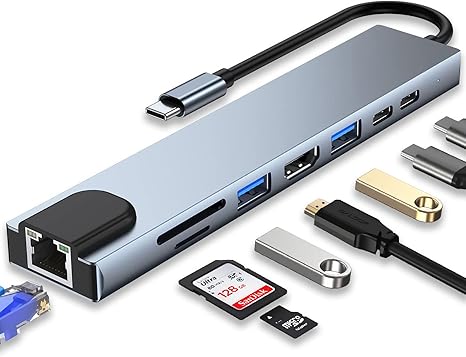 Hub type-c to hdtv 8 in 1