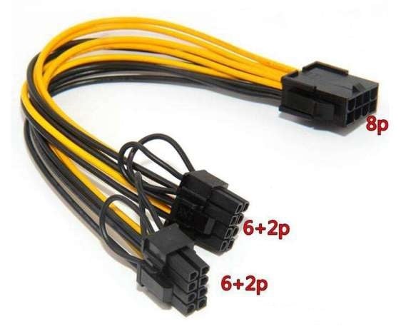 PCIE 8 Pin Female to 2X 8p (6+2 pin) pcie male