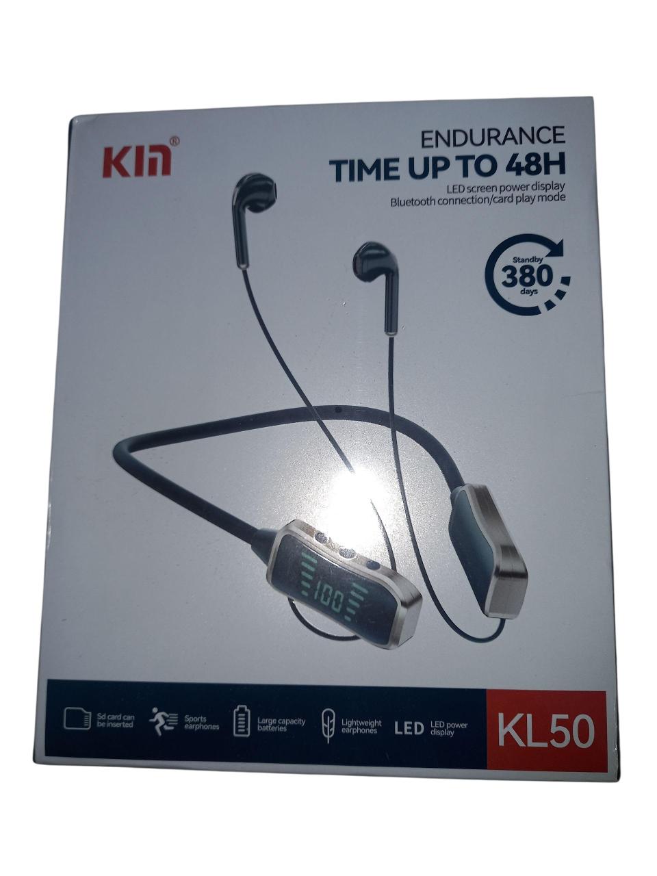 KIN KL50 Bluetooth 5.2 Sports Earphones, 48H Battery Life, LED Display, HD Voice, Waterproof