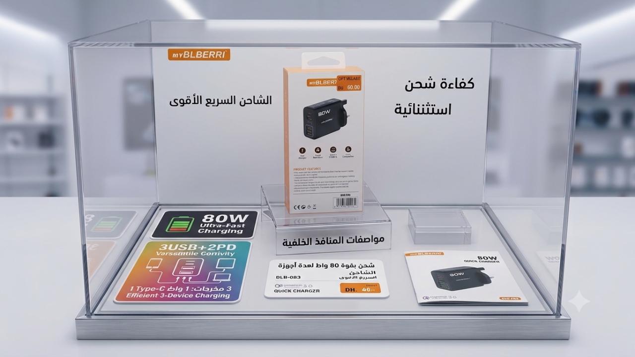 MyBlberri 80W Fast Charger (1 Type-C + 2 USB-A) - Model BLB-683